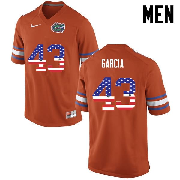 Men's NCAA Florida Gators Cristian Garcia #43 Stitched Authentic USA Flag Fashion Nike Orange College Football Jersey SUM3165UW